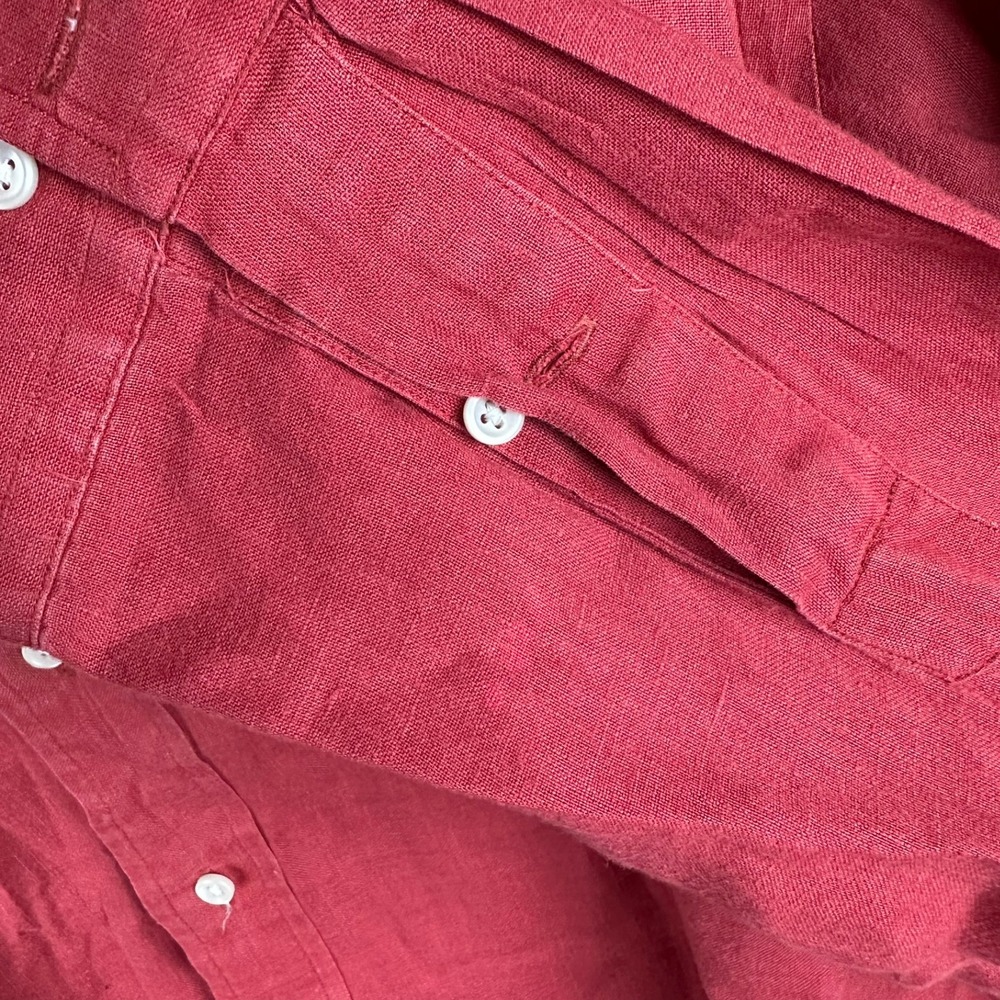 Ralph Lauren 100% Linen Button Down Shirt Long Sleeve Mens Size XL Red - Picture 7 of 8